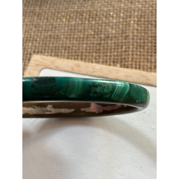 Vintage Green Malachite Stone Bangle Bracelet - Picture 11 of 14